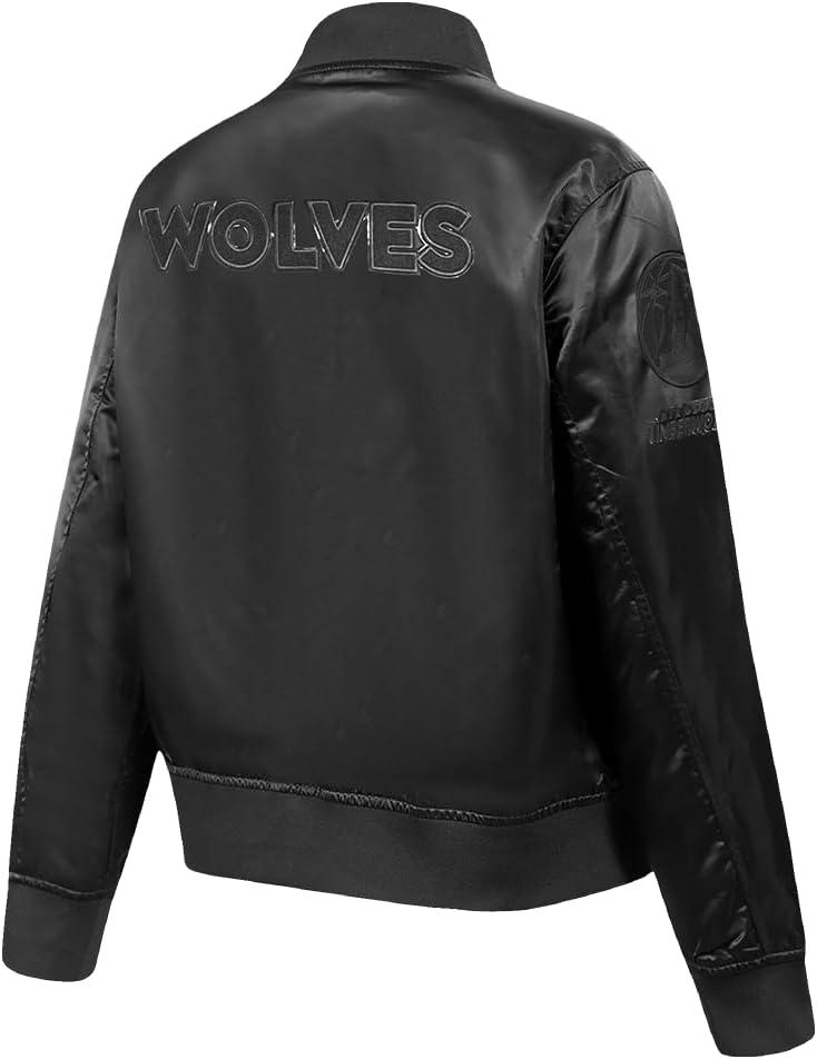 imagePro Standard Mens NBA Classic Triple Black Satin JacketTriple Black