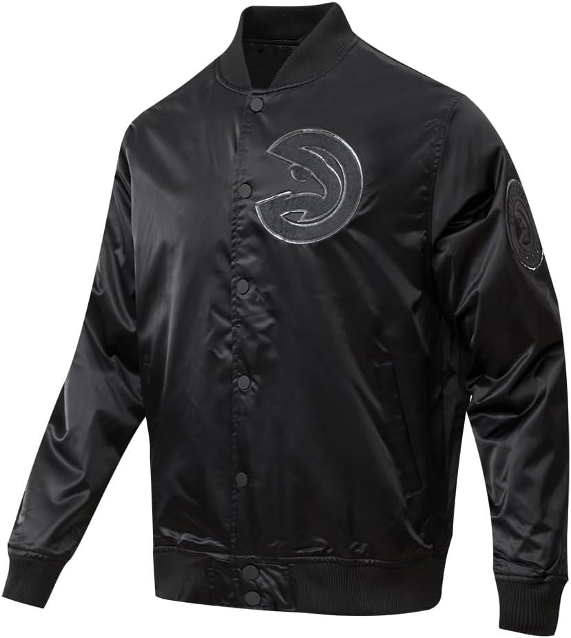 imagePro Standard Mens NBA Classic Triple Black Satin JacketTriple Black
