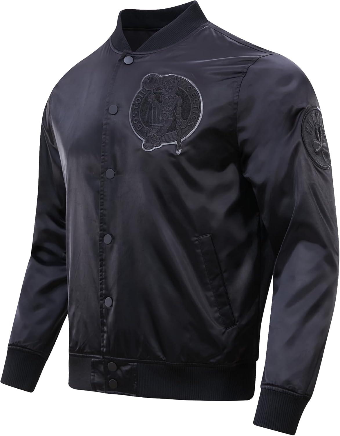 imagePro Standard Mens NBA Classic Triple Black Satin JacketTriple Black