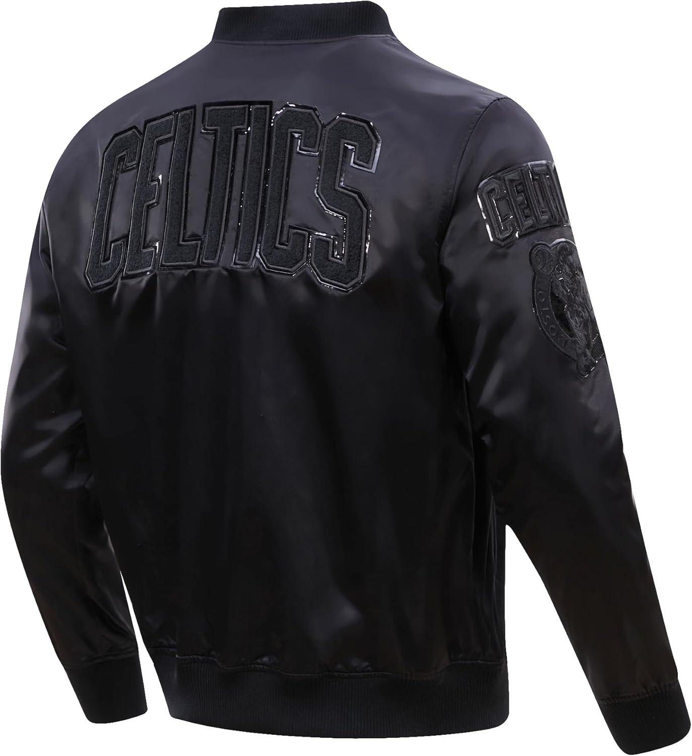 imagePro Standard Mens NBA Classic Triple Black Satin JacketTriple Black