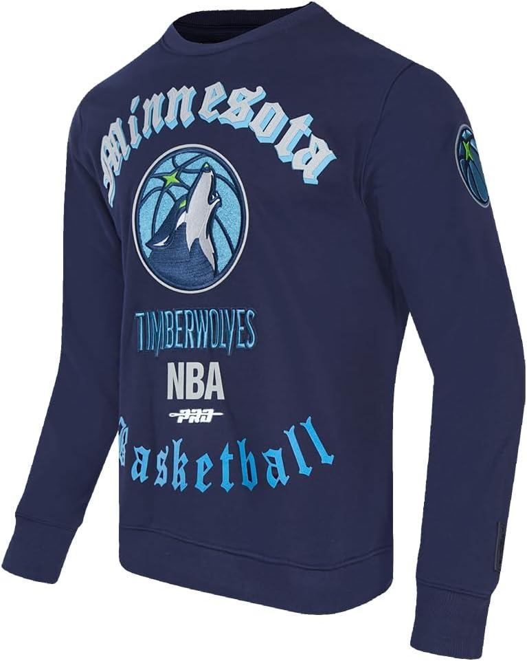 imagePro Standard Mens NBA Old English Brushed Back French Terry Crewneck SweatshirtMidnight Navy