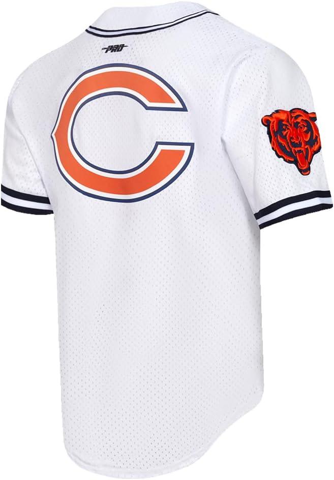 imagePro Standard Mens NFL Mesh Button Down TopWhiteMidnight Navy