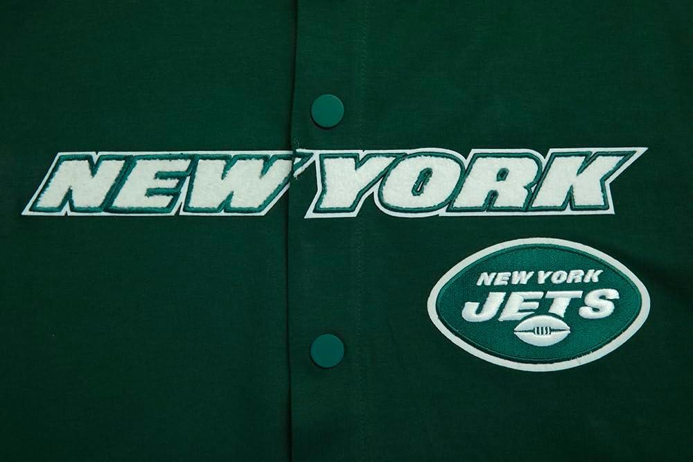 imagePro Standard Mens NFL New York Jets Classic Chenille Button Down Forest Green M