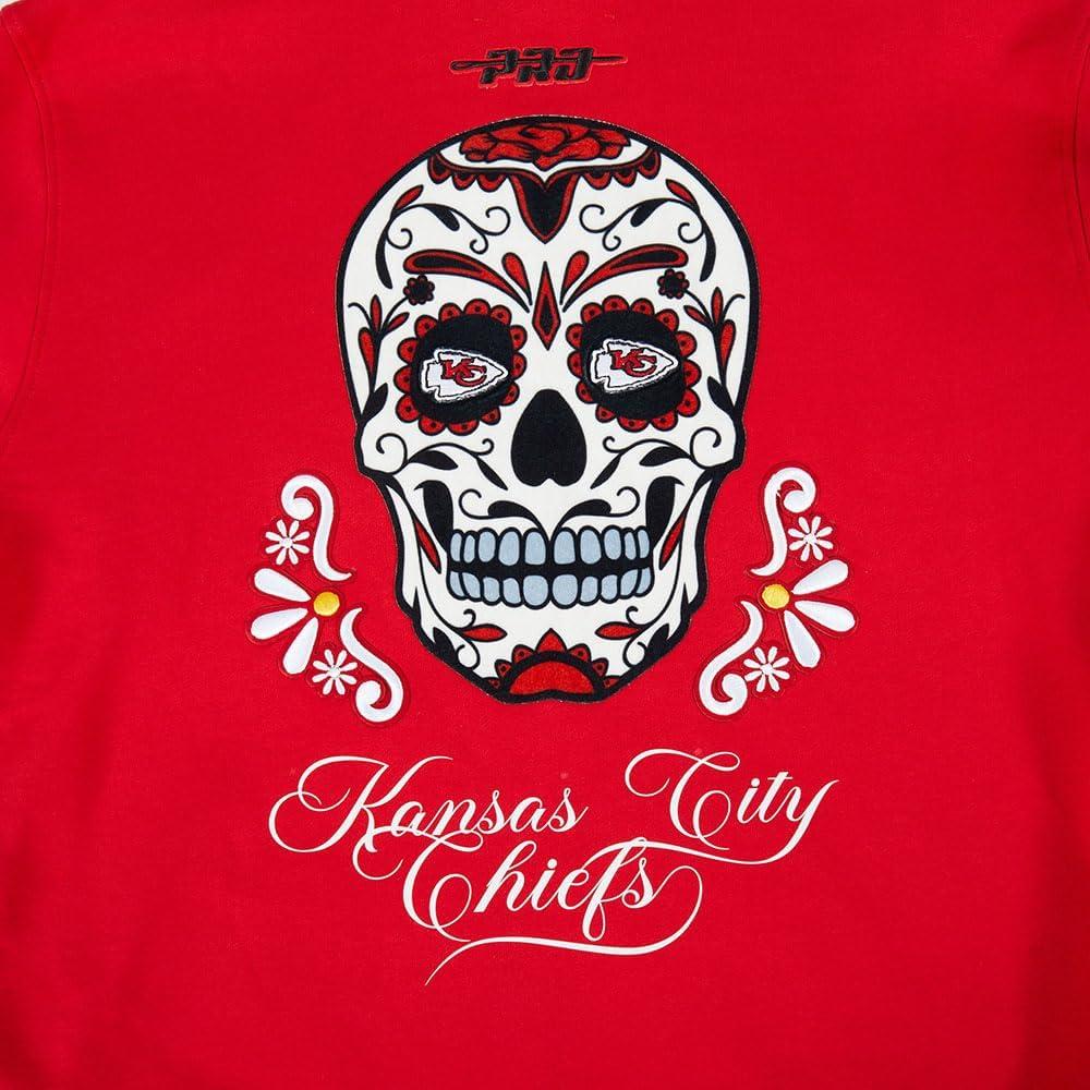 imagePro Standard Mens NFL Sugar Skull Brushed Back French Terry Pull Over HoodieRed