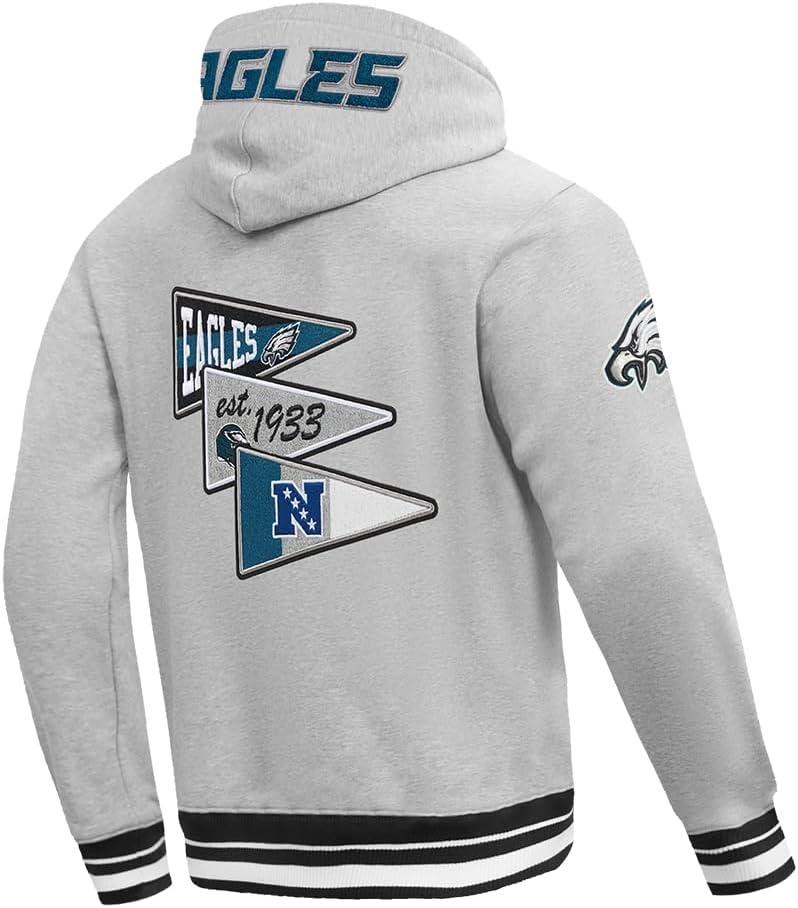 imagePro Standard Mens NFL Team Pennants Brushed Back French Terry Pull Over HoodieGrey