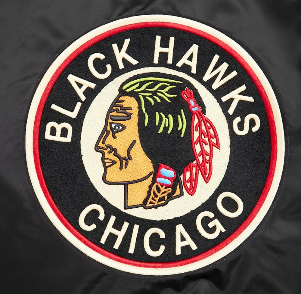 imagePro Standard Mens NHL Retro Classics Satin JacketBlackRedBlack