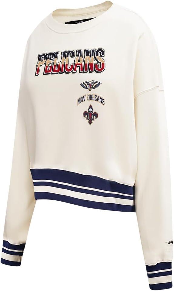 imagePro Standard NBA womens Womens Nba Retro Classics Brushed Back French Terry Crewneck SweatshirtEggshell Midnight Navy