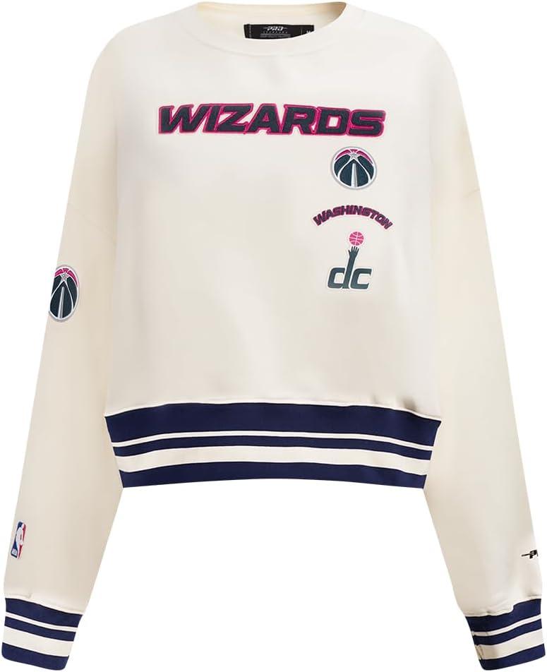 imagePro Standard NBA womens Womens Nba Retro Classics Brushed Back French Terry Crewneck SweatshirtEggshell Midnight Navy