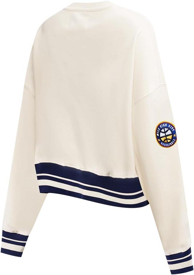 imagePro Standard NBA womens Womens Nba Retro Classics Brushed Back French Terry Crewneck SweatshirtEggshell Midnight Navy