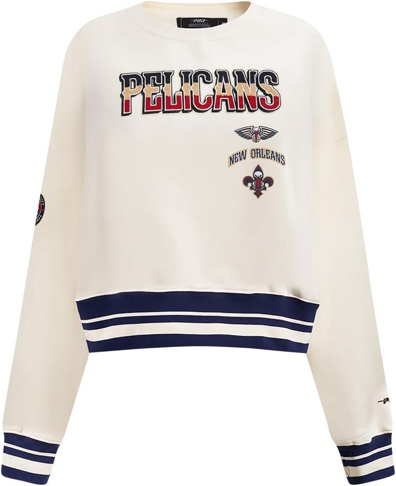 imagePro Standard NBA womens Womens Nba Retro Classics Brushed Back French Terry Crewneck SweatshirtEggshell Midnight Navy