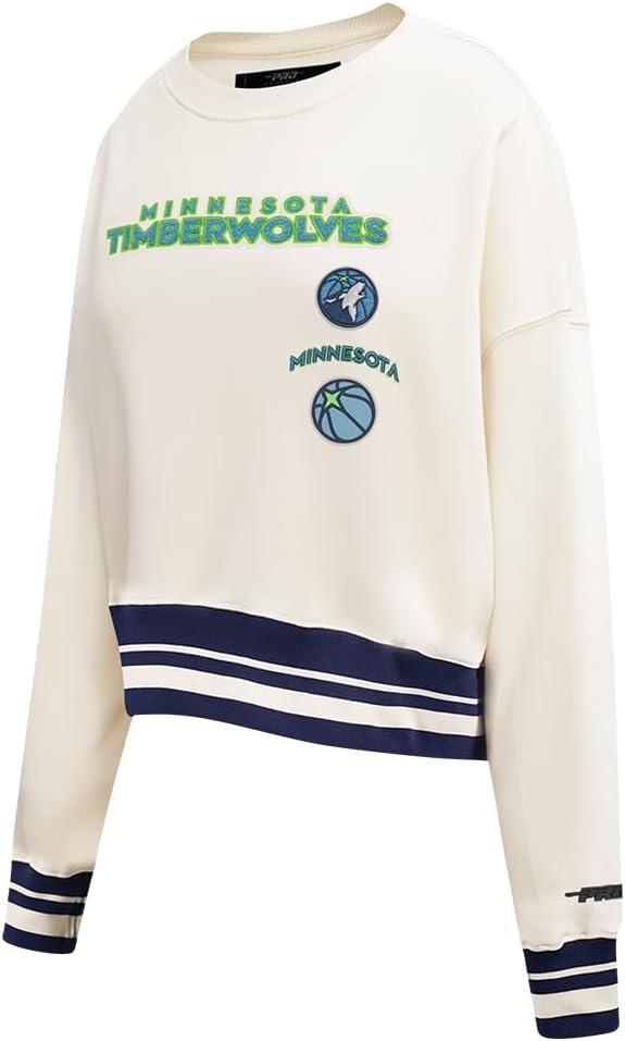 imagePro Standard NBA womens Womens Nba Retro Classics Brushed Back French Terry Crewneck SweatshirtEggshell Midnight Navy