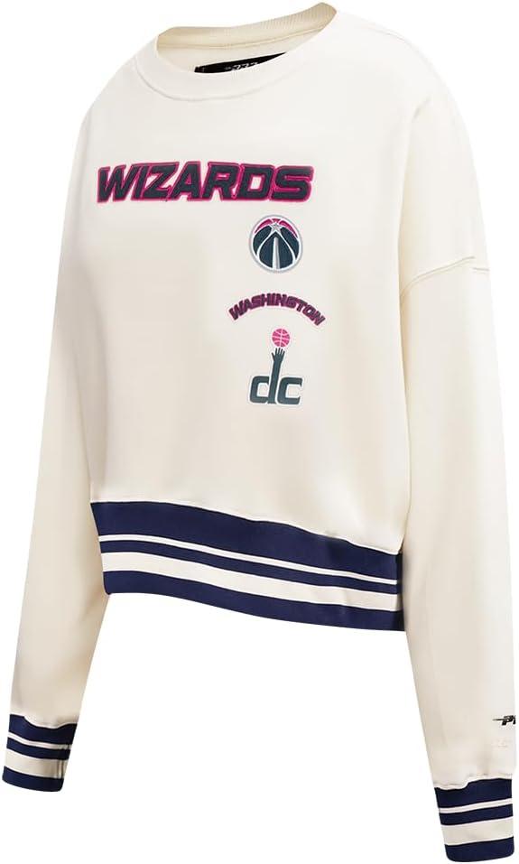 imagePro Standard NBA womens Womens Nba Retro Classics Brushed Back French Terry Crewneck SweatshirtEggshell Midnight Navy