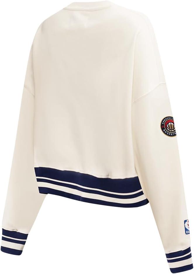 imagePro Standard NBA womens Womens Nba Retro Classics Brushed Back French Terry Crewneck SweatshirtEggshell Midnight Navy