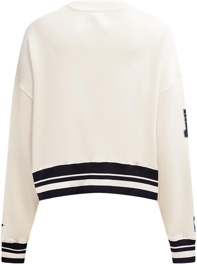 imagePro Standard NBA womens Womens Nba Retro Classics Brushed Back French Terry Crewneck SweatshirtEggshell Midnight Navy