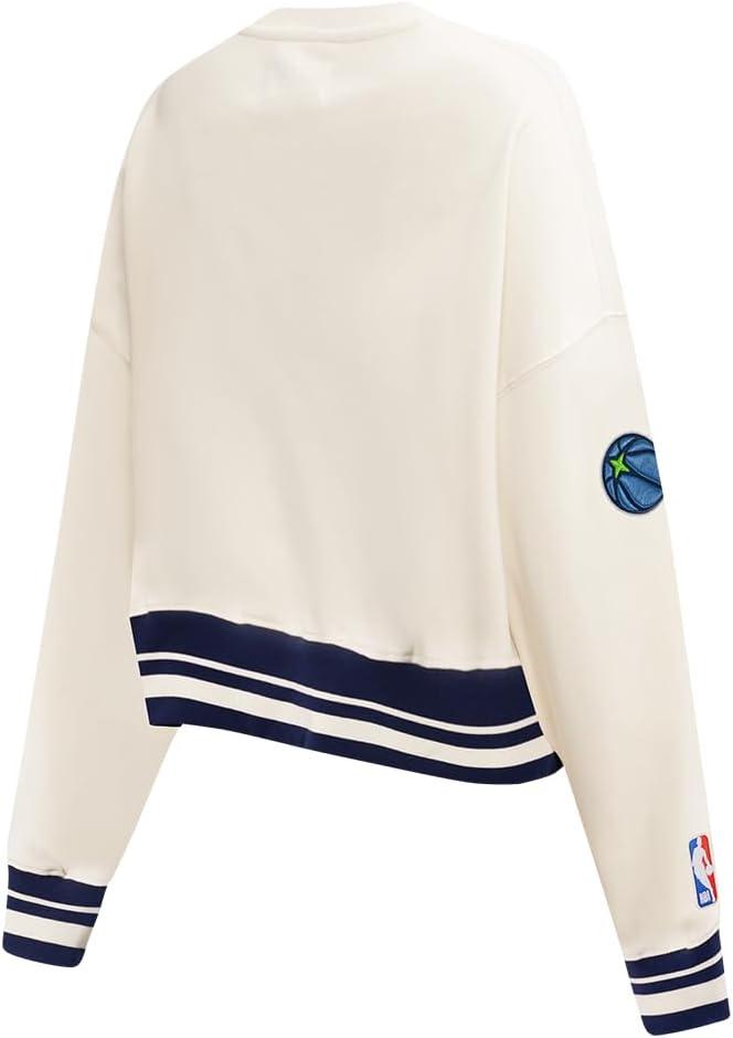 imagePro Standard NBA womens Womens Nba Retro Classics Brushed Back French Terry Crewneck SweatshirtEggshell Midnight Navy