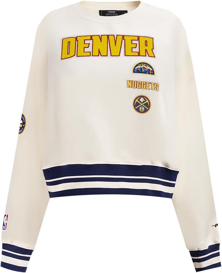 imagePro Standard NBA womens Womens Nba Retro Classics Brushed Back French Terry Crewneck SweatshirtEggshell Midnight Navy