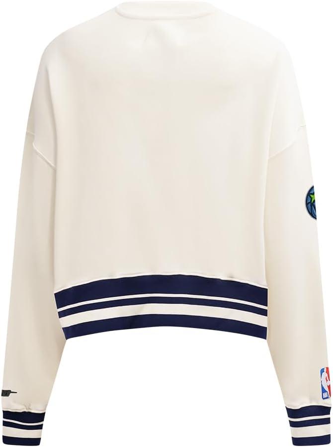 imagePro Standard NBA womens Womens Nba Retro Classics Brushed Back French Terry Crewneck SweatshirtEggshell Midnight Navy
