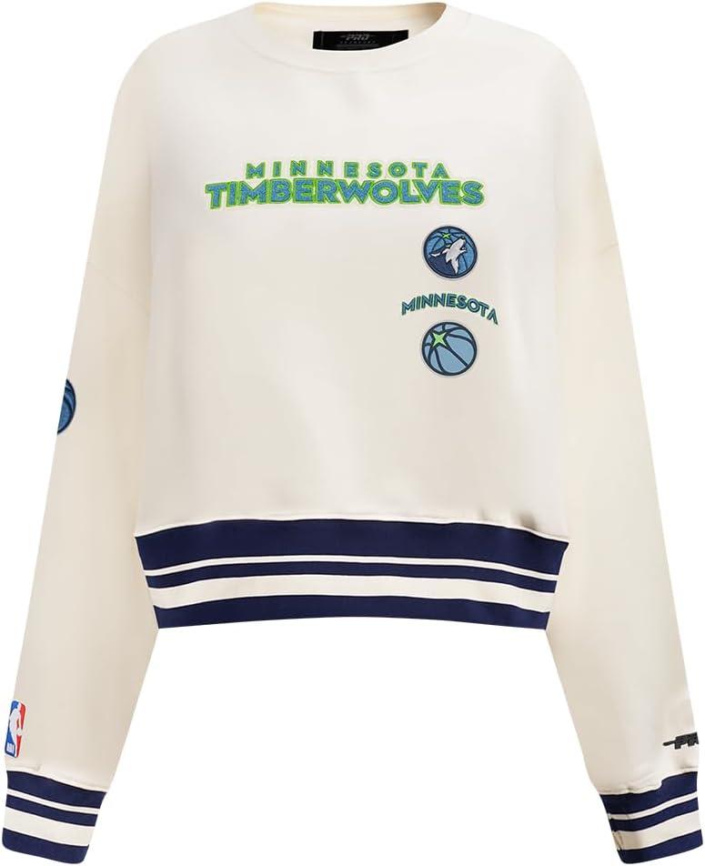 imagePro Standard NBA womens Womens Nba Retro Classics Brushed Back French Terry Crewneck SweatshirtEggshell Midnight Navy