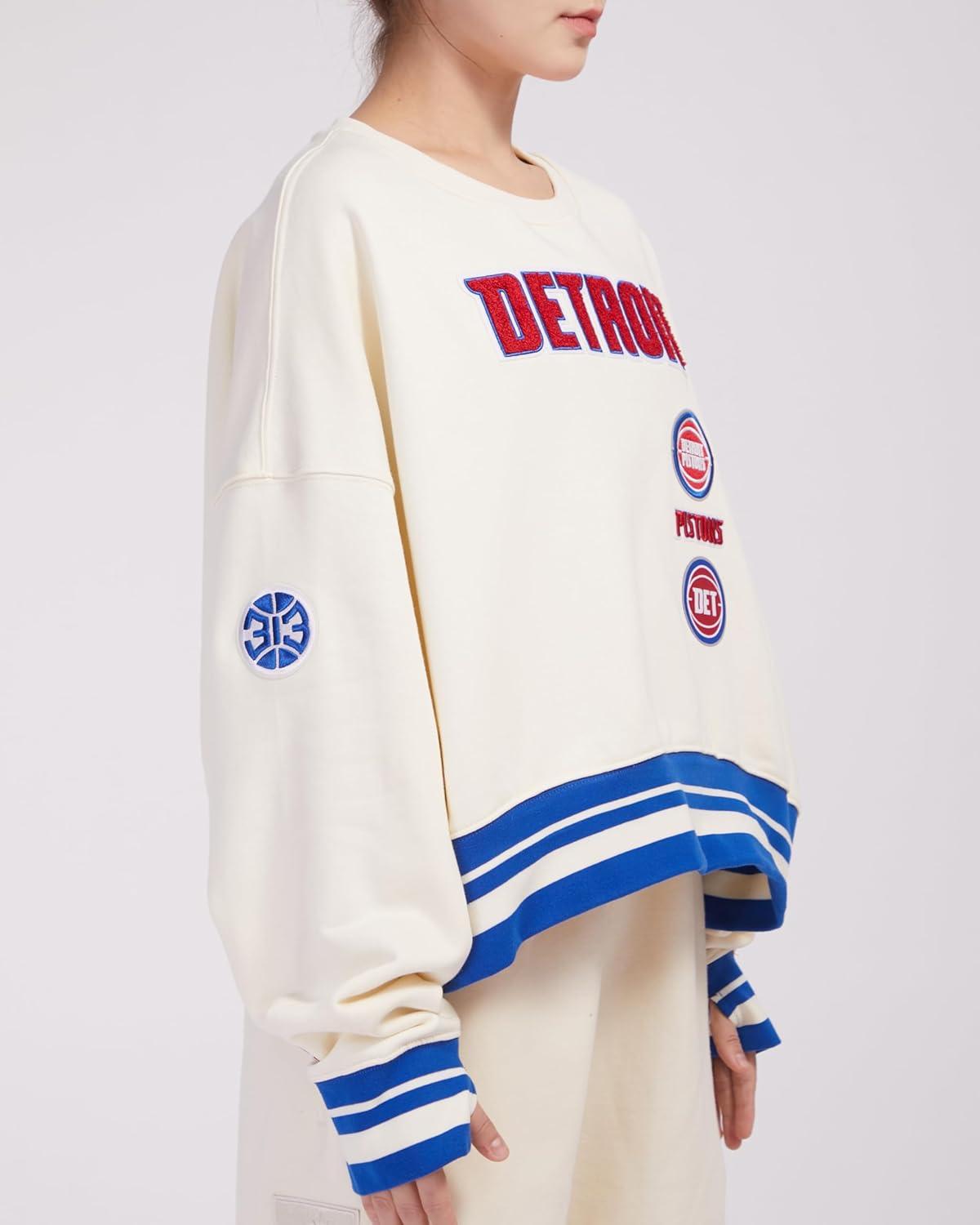 imagePro Standard NBA womens Womens Nba Retro Classics Brushed Back French Terry Crewneck SweatshirtEggshellRoyal Blue