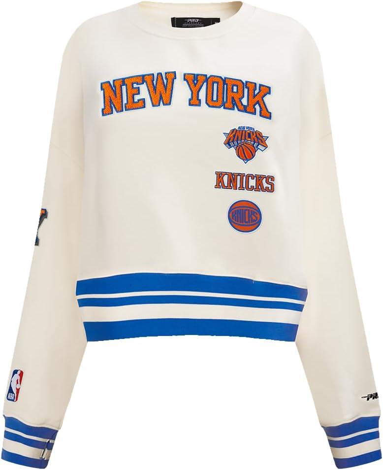 imagePro Standard NBA womens Womens Nba Retro Classics Brushed Back French Terry Crewneck SweatshirtEggshellRoyal Blue