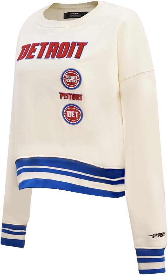imagePro Standard NBA womens Womens Nba Retro Classics Brushed Back French Terry Crewneck SweatshirtEggshellRoyal Blue