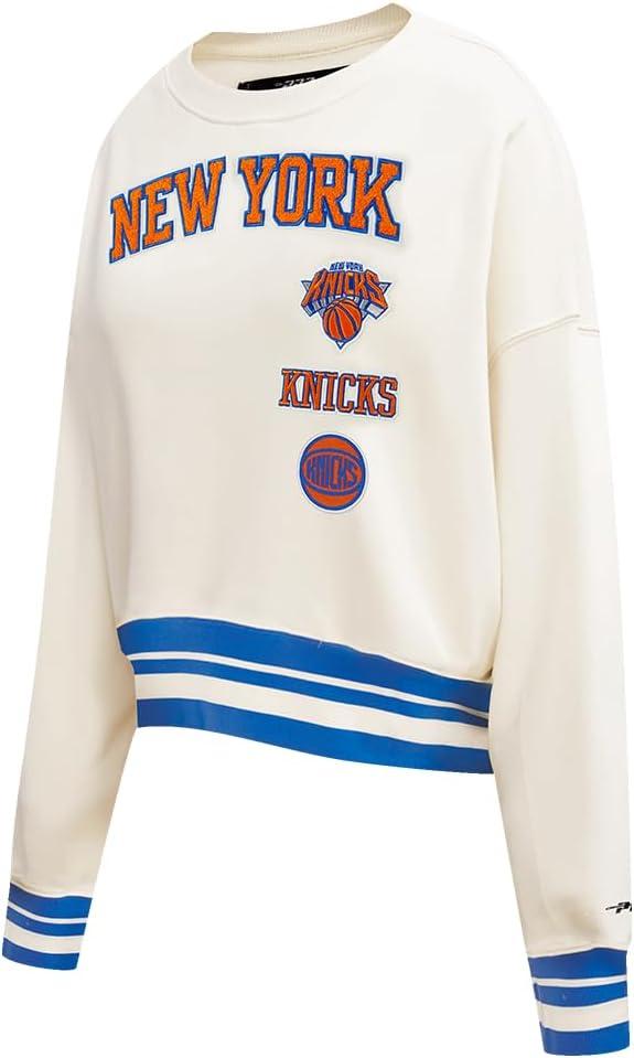 imagePro Standard NBA womens Womens Nba Retro Classics Brushed Back French Terry Crewneck SweatshirtEggshellRoyal Blue