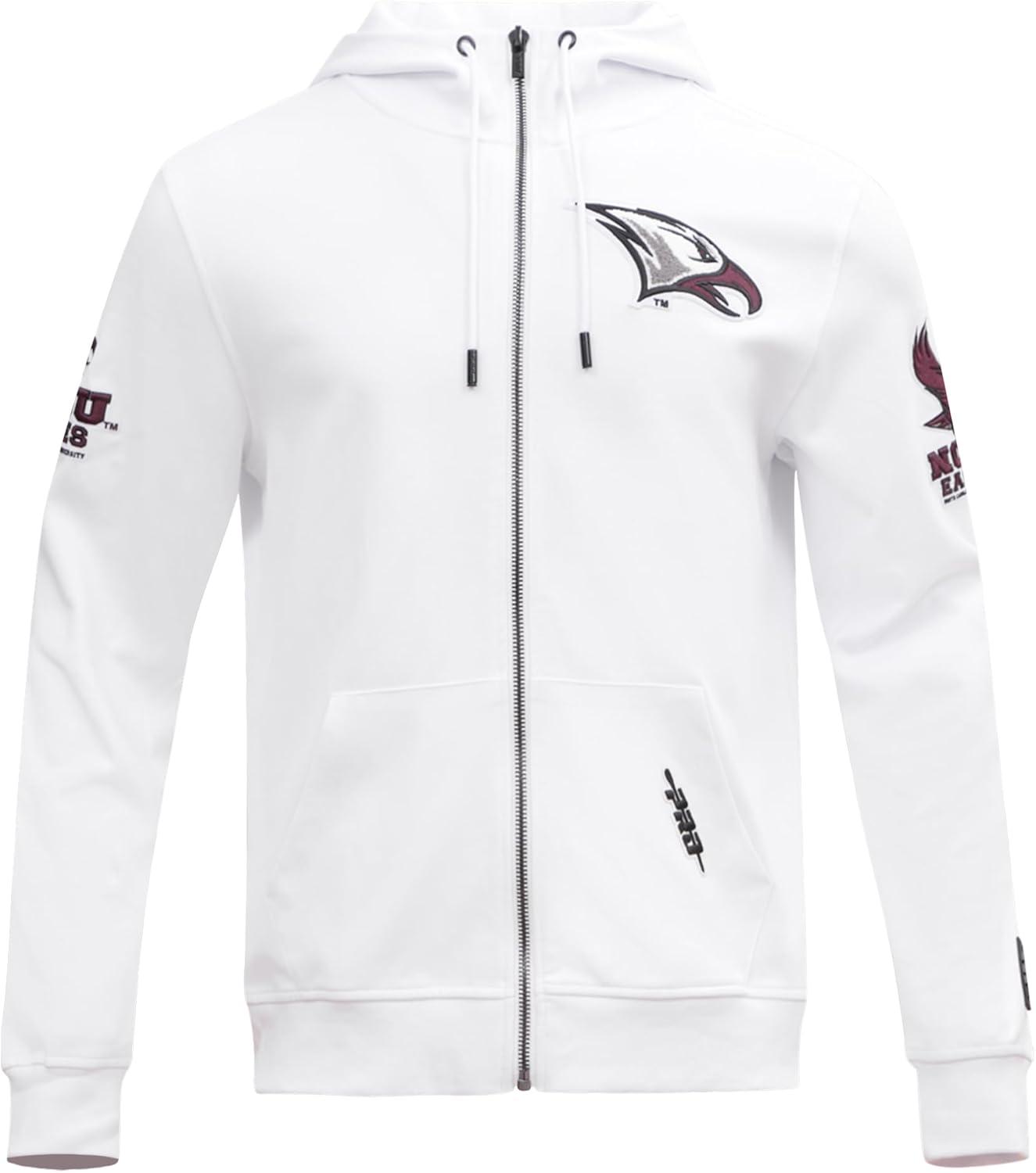 imagePro Standard NCAA mens Mens College Classic Chenille Cotton Double Knit Full Zip HoodieWhite