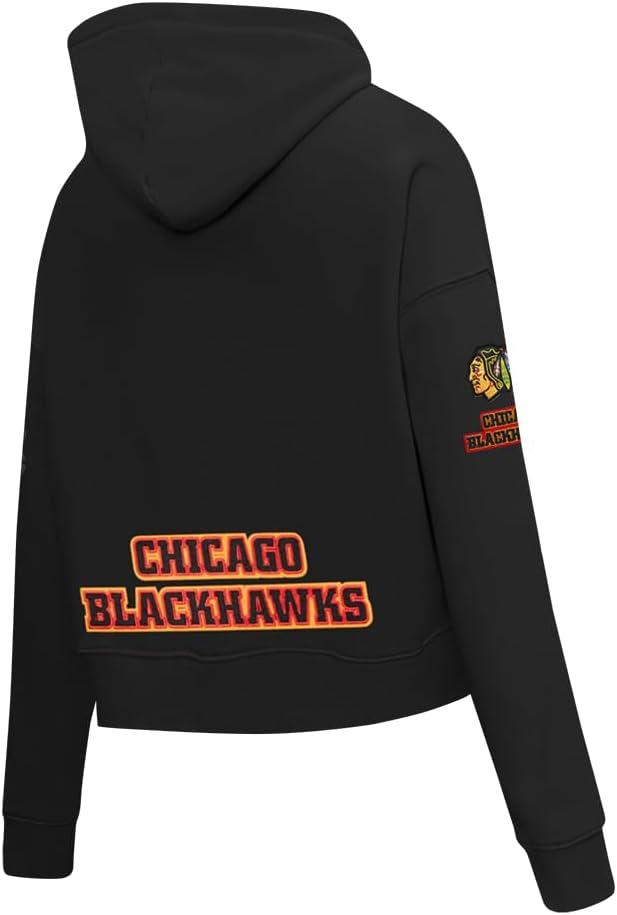 imagePro Standard NHL womens Womens Nhl Classic Chenille Brushed Back French Terry Cropped Pullover HoodieBlack