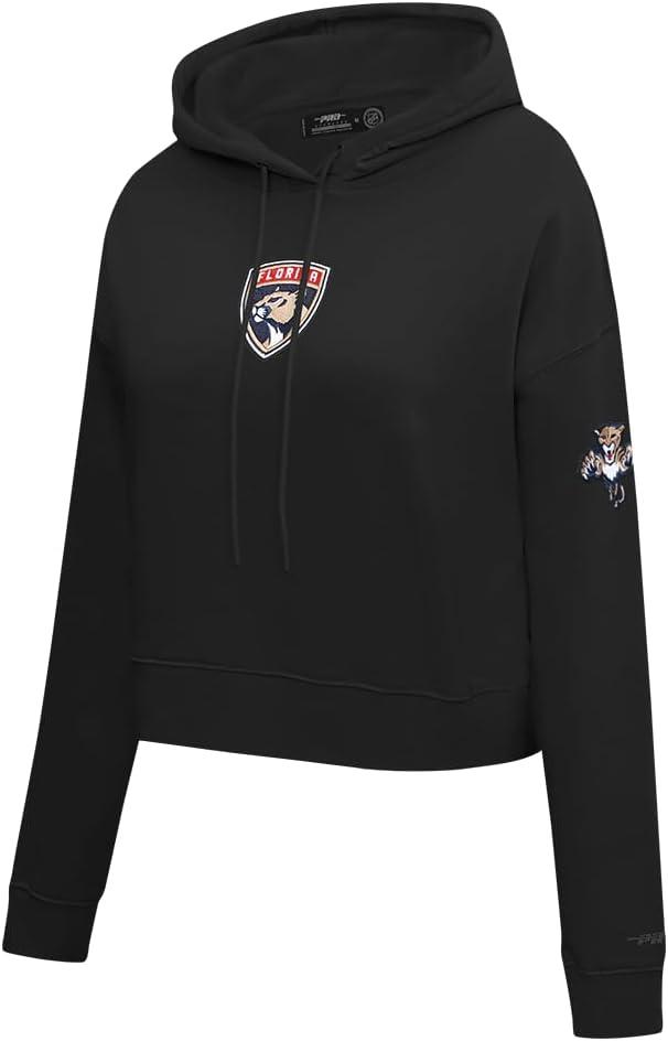 imagePro Standard NHL womens Womens Nhl Classic Chenille Brushed Back French Terry Cropped Pullover HoodieBlack