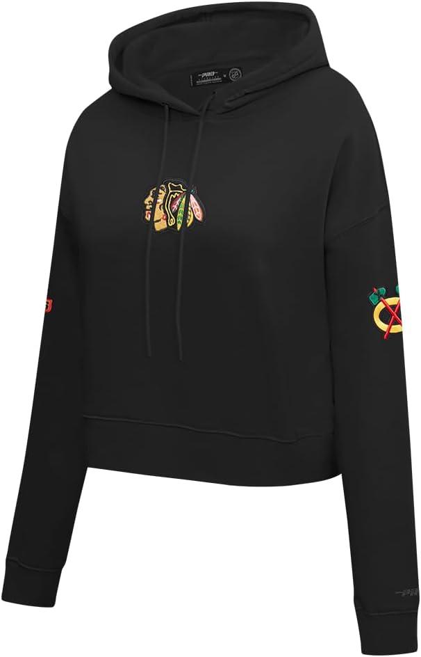 imagePro Standard NHL womens Womens Nhl Classic Chenille Brushed Back French Terry Cropped Pullover HoodieBlack