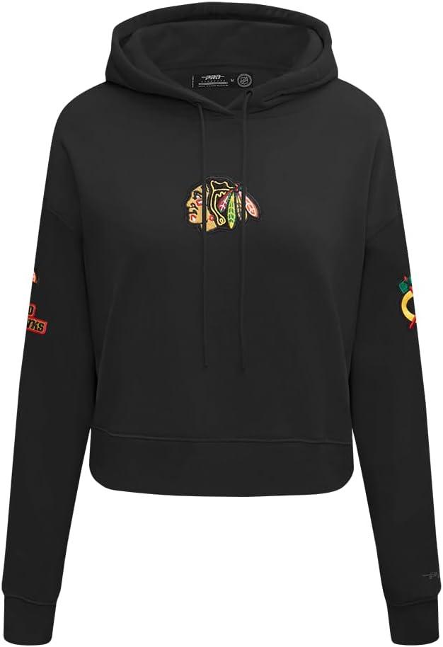 imagePro Standard NHL womens Womens Nhl Classic Chenille Brushed Back French Terry Cropped Pullover HoodieBlack
