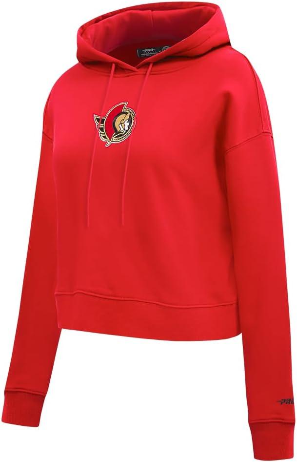 imagePro Standard NHL womens Womens Nhl Classic Chenille Brushed Back French Terry Cropped Pullover HoodieRed