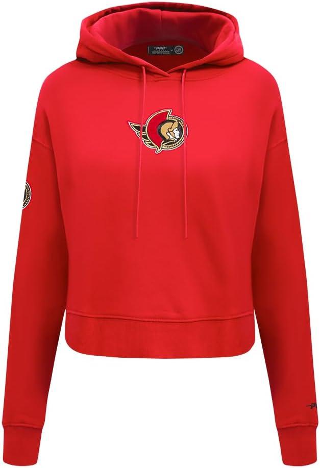 imagePro Standard NHL womens Womens Nhl Classic Chenille Brushed Back French Terry Cropped Pullover HoodieRed