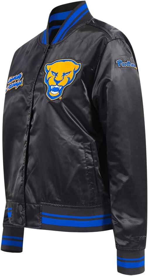 imagePro Standard Womens College Classic Essentials Satin JacketBlackRoyal BlueBlack