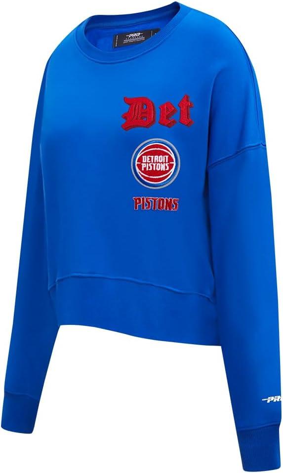 imagePro Standard Womens NBA Old English Brushed Back French Terry Crewneck SweatshirtRoyal Blue