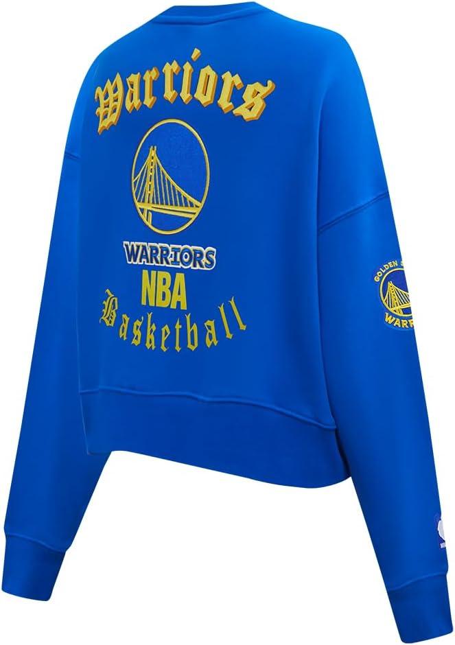 imagePro Standard Womens NBA Old English Brushed Back French Terry Crewneck SweatshirtRoyal Blue