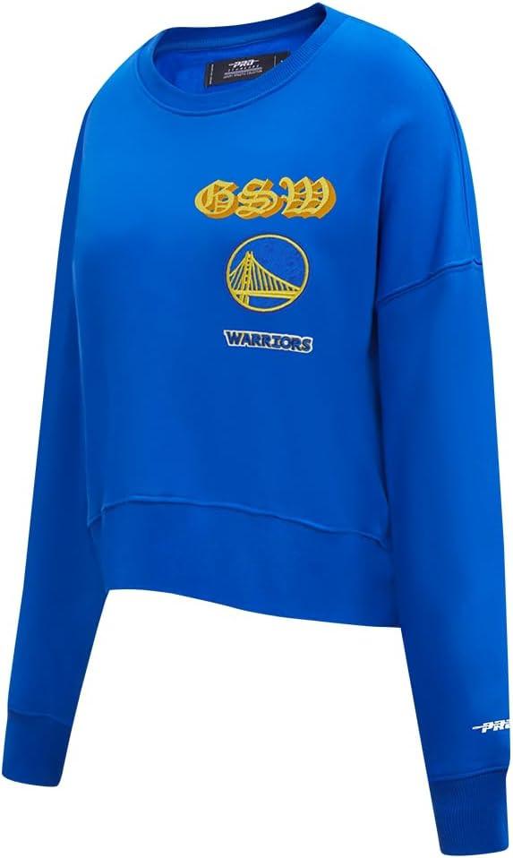 imagePro Standard Womens NBA Old English Brushed Back French Terry Crewneck SweatshirtRoyal Blue