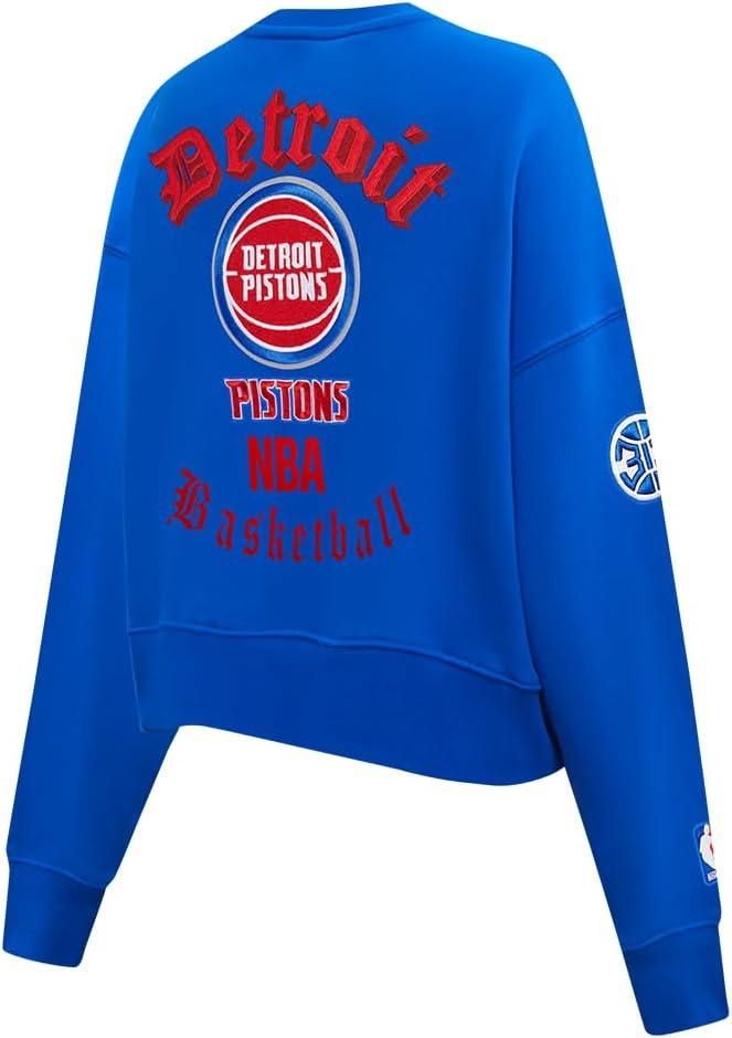 imagePro Standard Womens NBA Old English Brushed Back French Terry Crewneck SweatshirtRoyal Blue