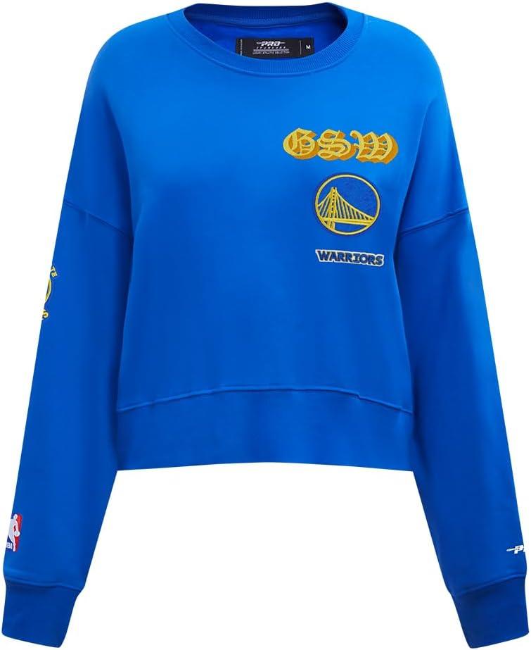 imagePro Standard Womens NBA Old English Brushed Back French Terry Crewneck SweatshirtRoyal Blue