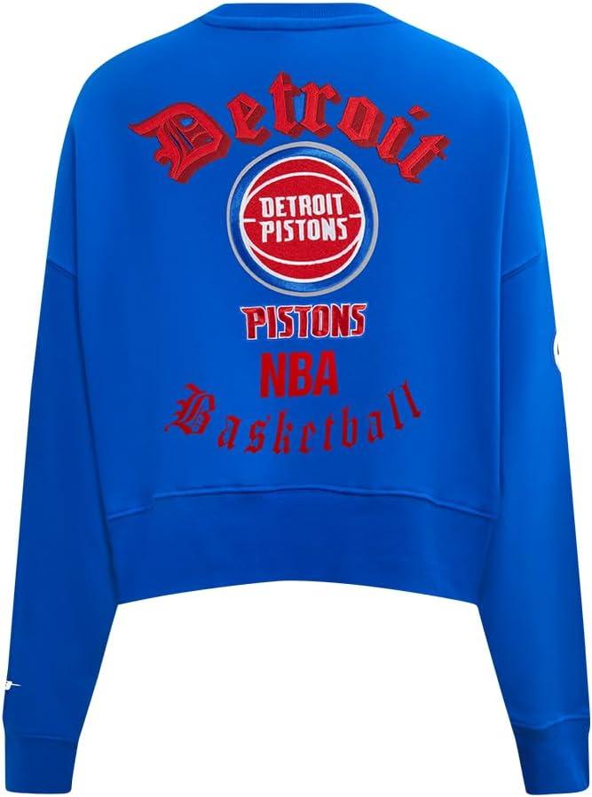 imagePro Standard Womens NBA Old English Brushed Back French Terry Crewneck SweatshirtRoyal Blue
