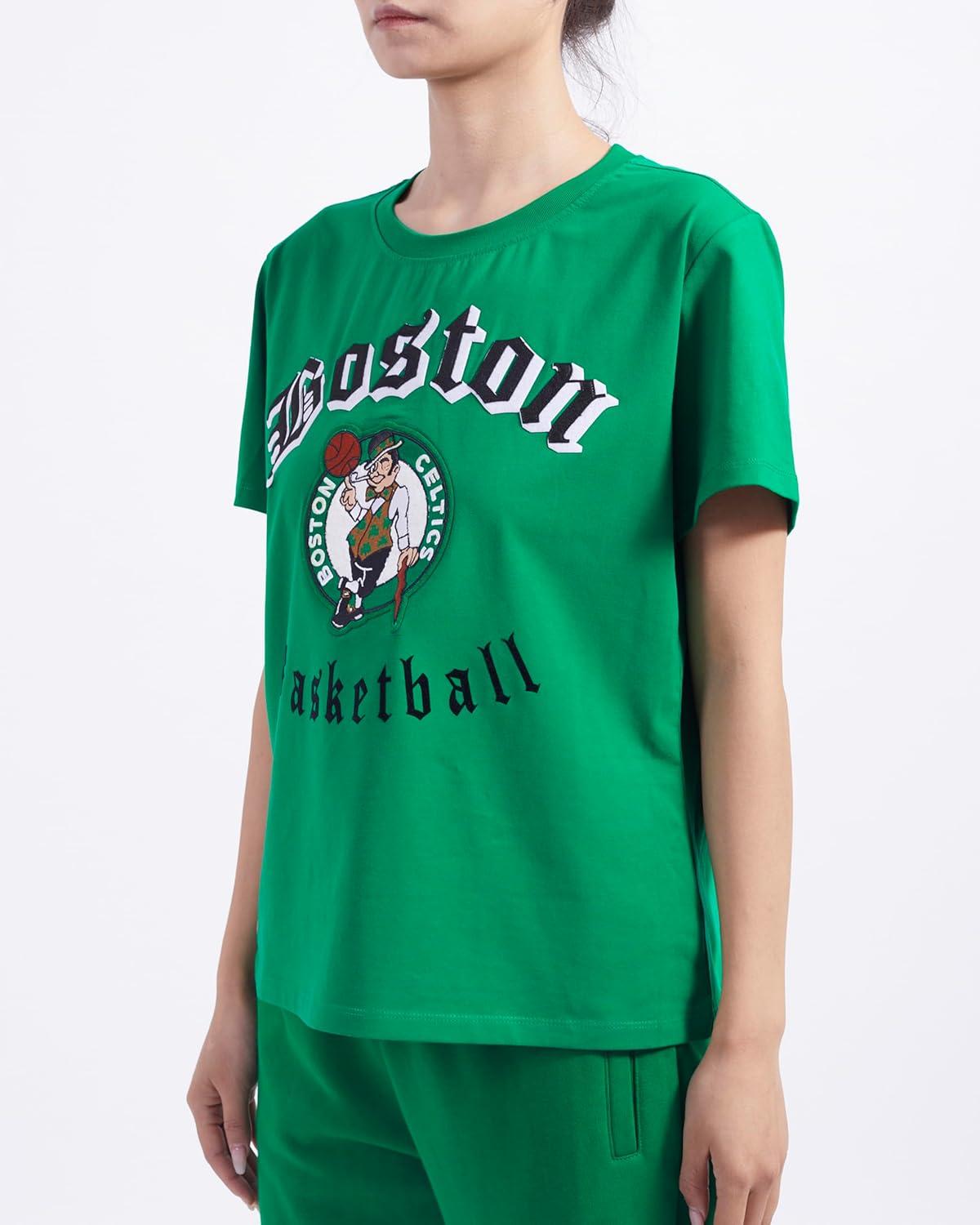 imagePro Standard Womens NBA Old English Cotton Short Sleeve Slim Fit TeeKelly Green