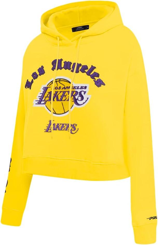 imagePro Standard Womens NBA Old English Cropped Pullover HoodieYellow