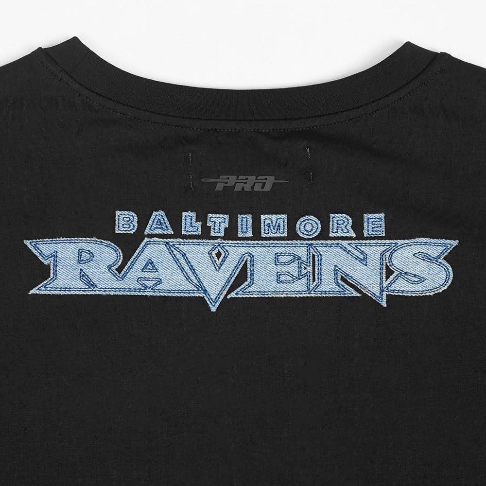 imagePro Standard Womens NFL Baltimore Ravens Varsity Blues Short Sleeve Boxy Tee Black 2XL