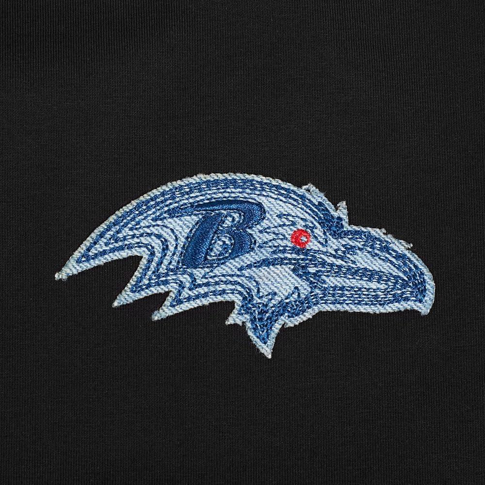 imagePro Standard Womens NFL Baltimore Ravens Varsity Blues Short Sleeve Boxy Tee Black 2XL