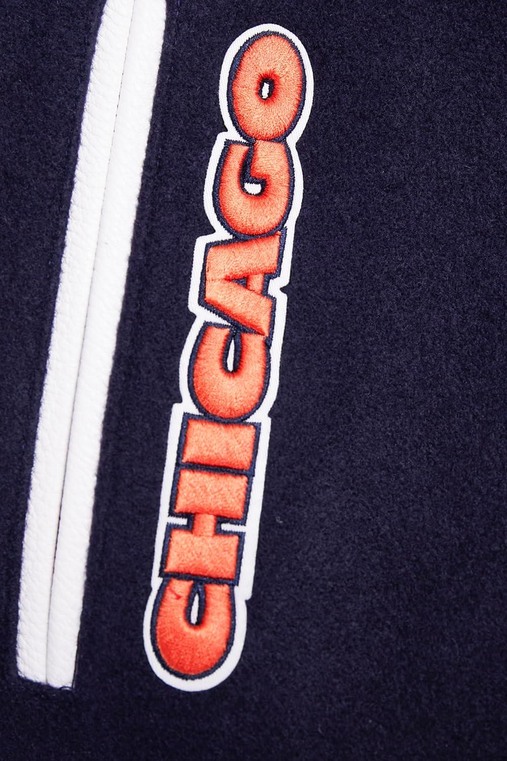 imagePro Standard Womens NFL Chicago Bears Retro Classics Varsity Jacket Midnight NavyOrangeMidnight Navy M