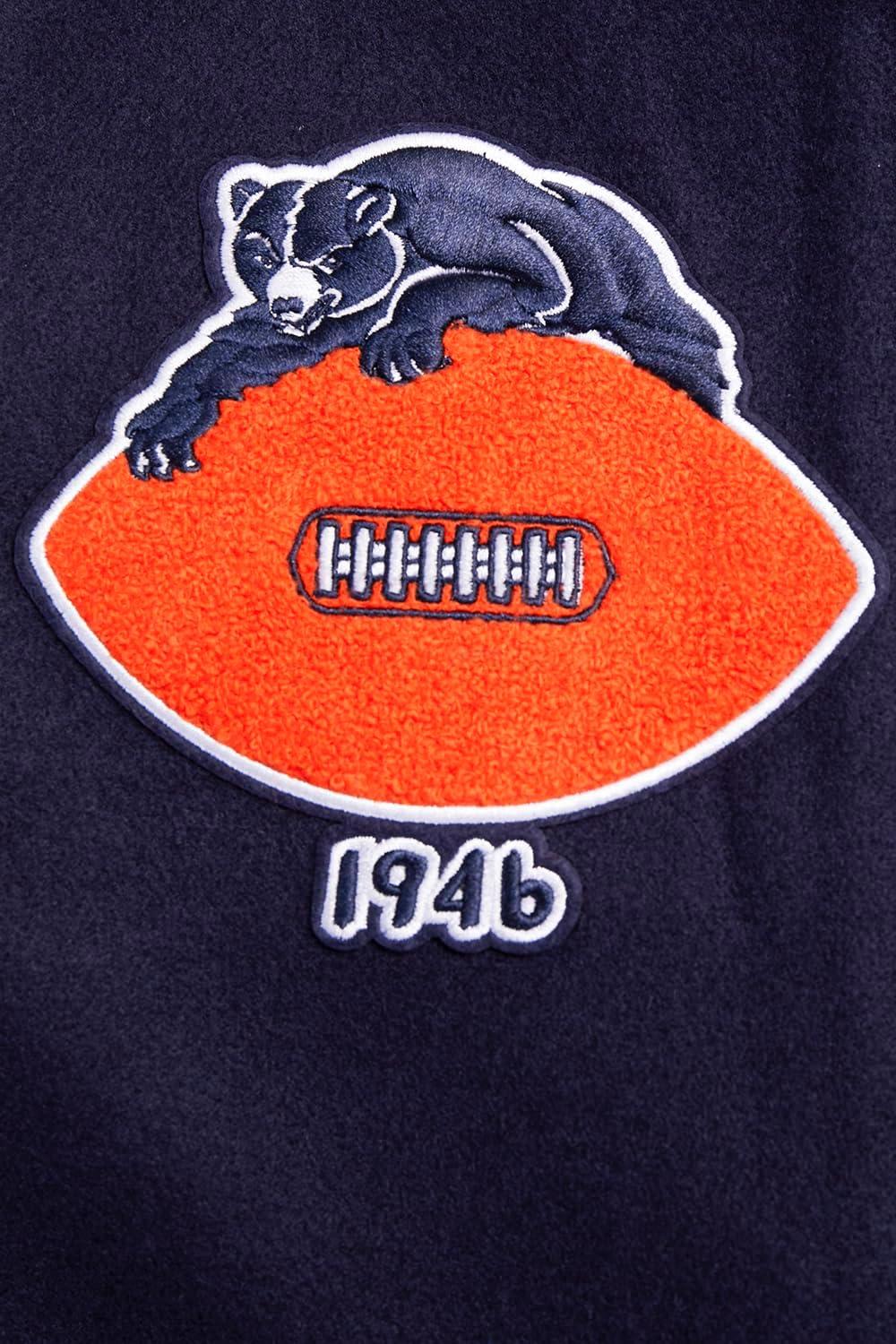 imagePro Standard Womens NFL Chicago Bears Retro Classics Varsity Jacket Midnight NavyOrangeMidnight Navy M
