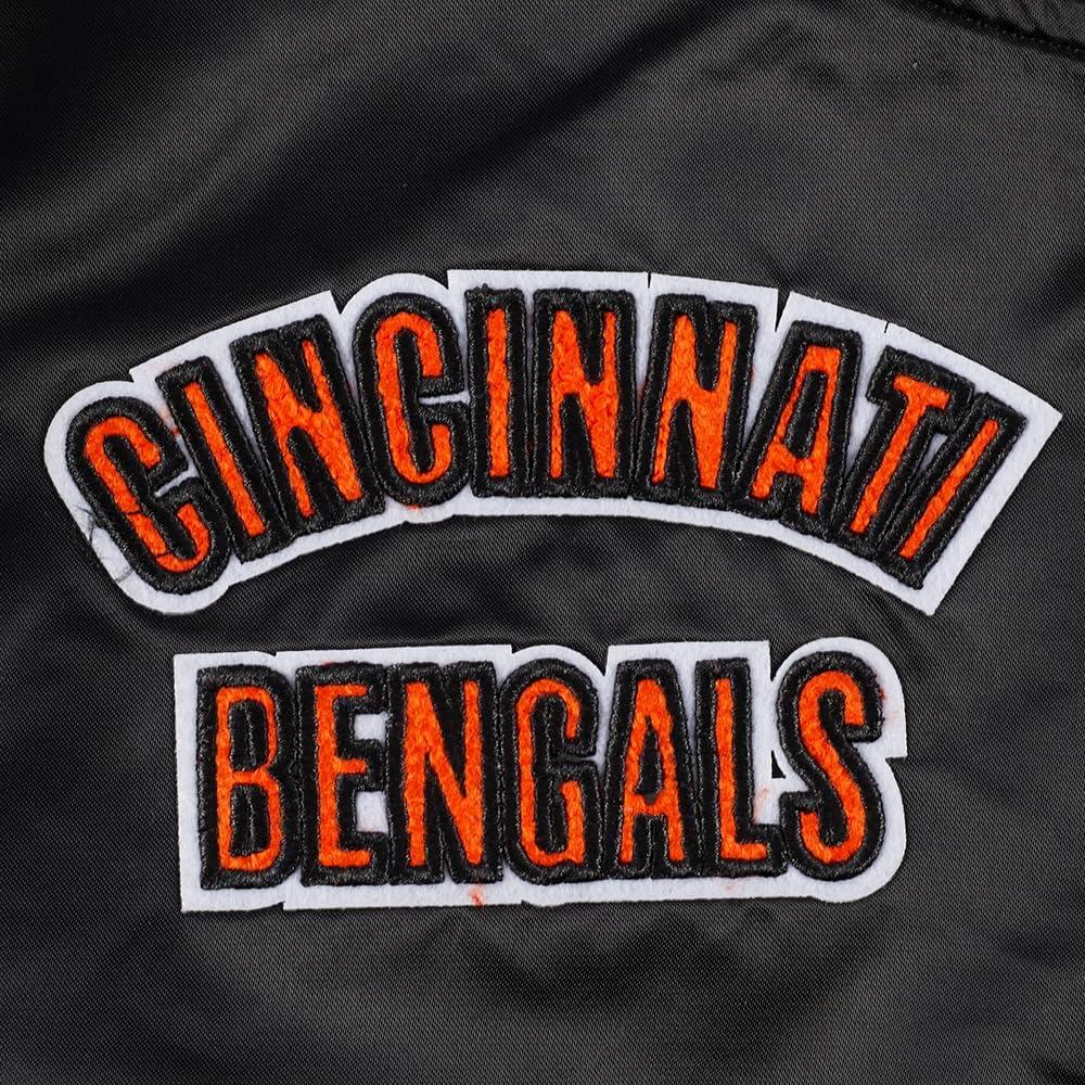 imagePro Standard Womens NFL Cincinnati Bengals Retro Classics Satin Jacket BlackOrange XS
