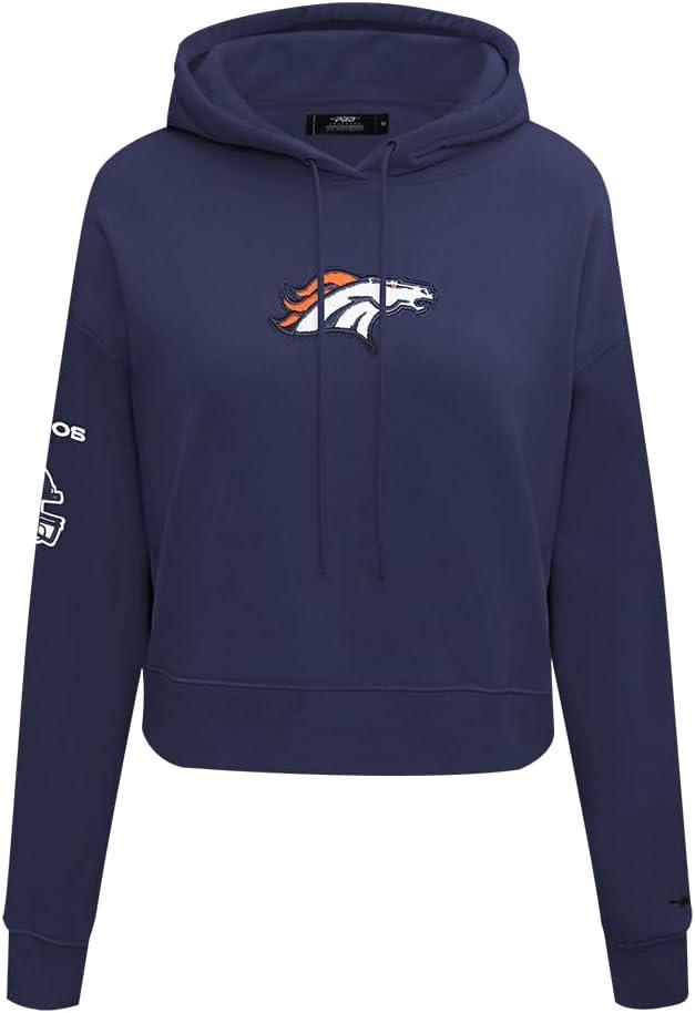 imagePro Standard Womens NFL Classic Chenille Brushed Back French Terry Cropped Pullover HoodieMidnight Navy