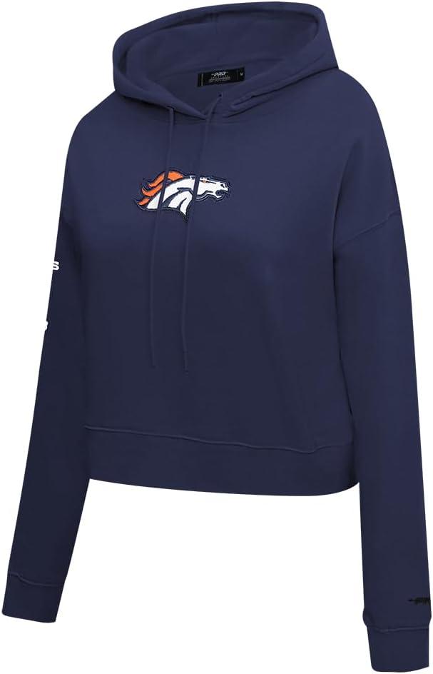 imagePro Standard Womens NFL Classic Chenille Brushed Back French Terry Cropped Pullover HoodieMidnight Navy