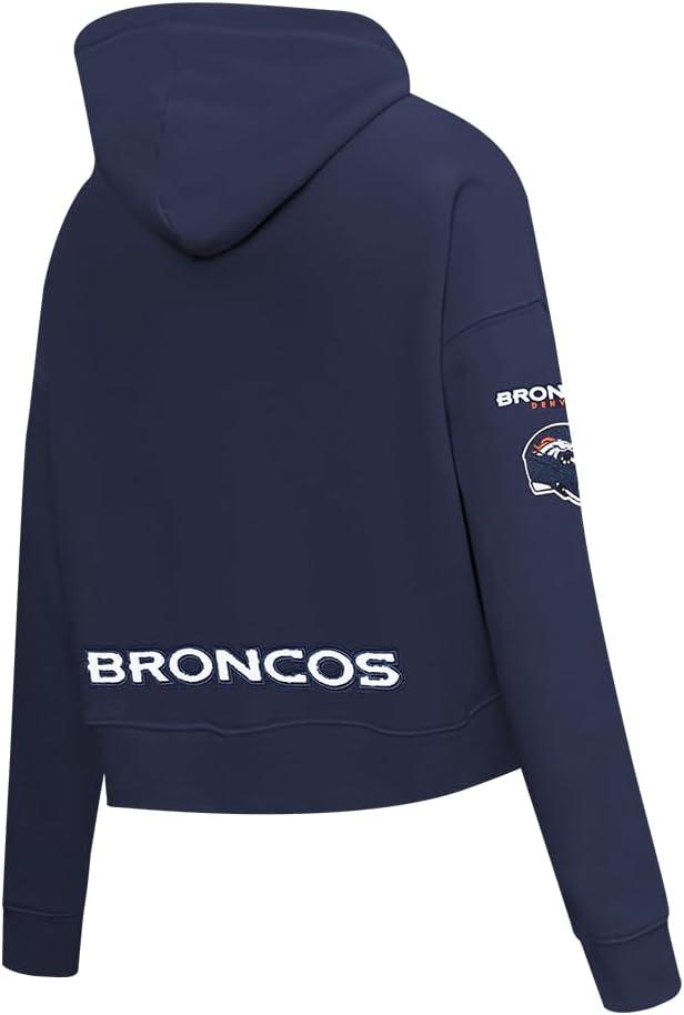 imagePro Standard Womens NFL Classic Chenille Brushed Back French Terry Cropped Pullover HoodieMidnight Navy